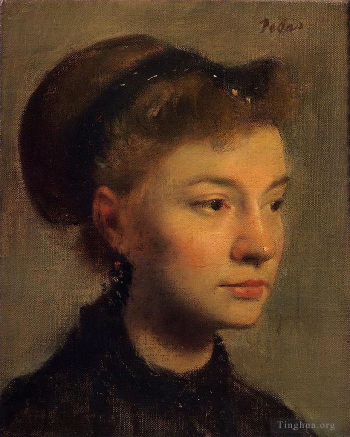 埃德加·德加 的油画作品 -  《一个年轻女子的头》