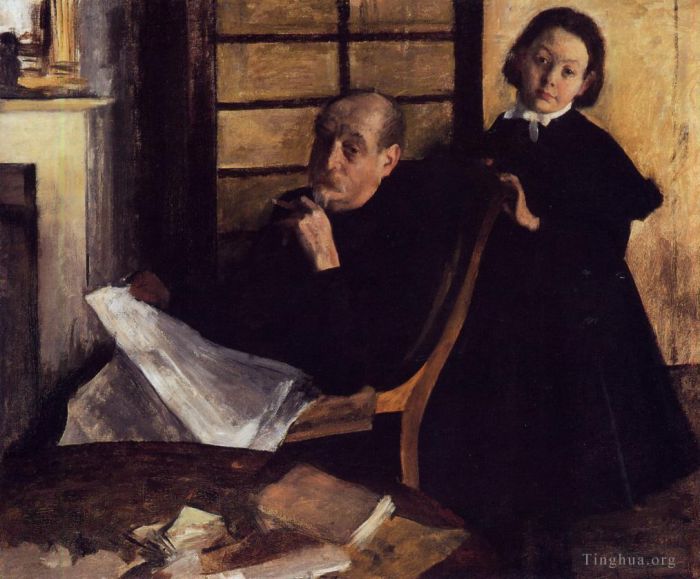 埃德加·德加 的油画作品 -  《亨利·德加斯和他的侄女露西·德加》