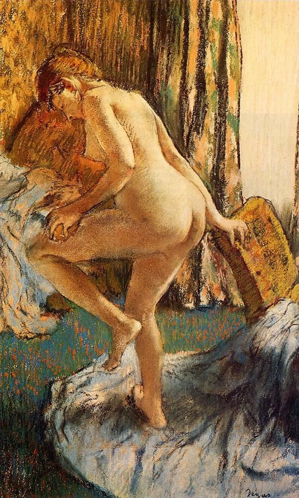埃德加·德加 的各类绘画作品 -  《洗澡后》