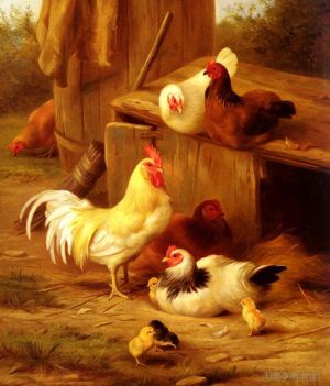 艺术家埃德加·亨特作品《鸡和小鸡》
