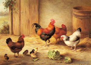 艺术家埃德加·亨特作品《谷仓里的鸡》