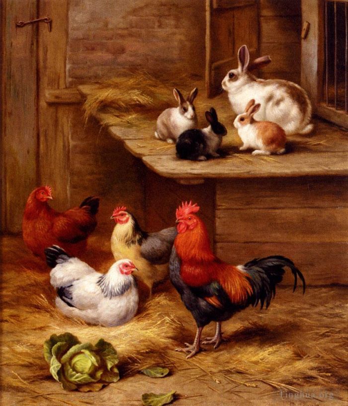 埃德加·亨特 的油画作品 -  《农家邻居》