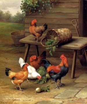 艺术家埃德加·亨特作品《谷仓里的家禽》