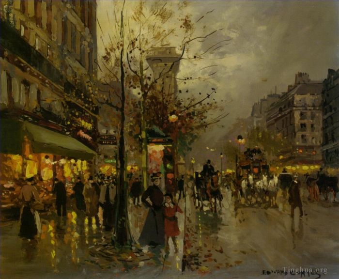 爱德华·科特斯 的油画作品 -  《巴黎大道》