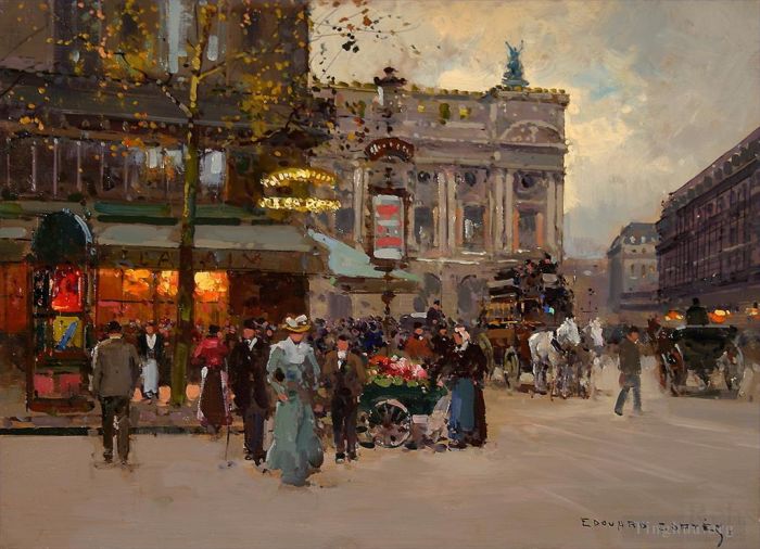 爱德华·科特斯 的油画作品 -  《巴黎和平咖啡馆,3》