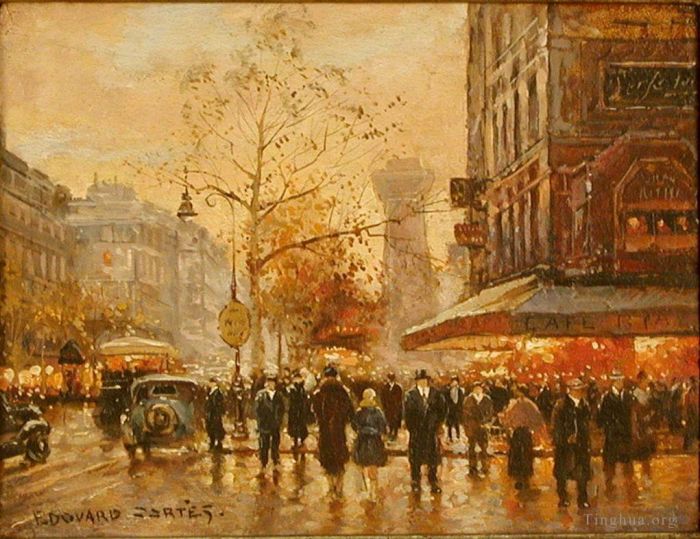爱德华·科特斯 的油画作品 -  《巴黎和平咖啡馆》