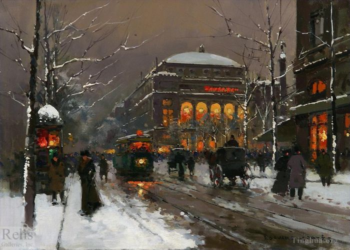 爱德华·科特斯 的油画作品 -  《冬天的夏特莱》