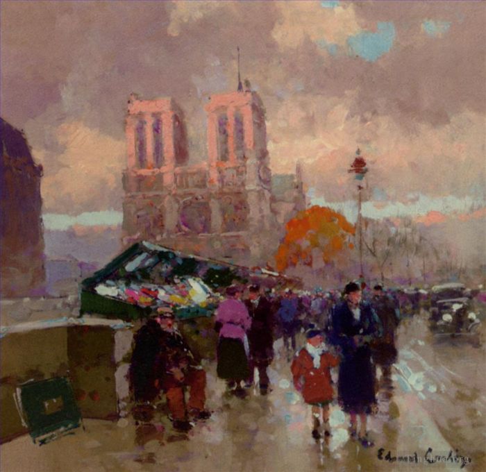 爱德华·科特斯 的油画作品 -  《阳光对巴黎圣母院的影响》