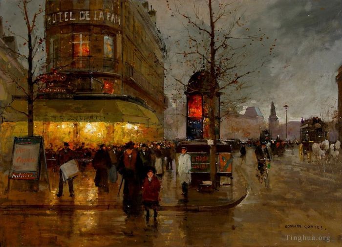 爱德华·科特斯 的油画作品 -  《巴黎巴士底广场》