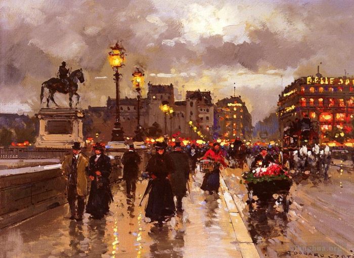 爱德华·科特斯 的油画作品 -  《巴黎新桥》