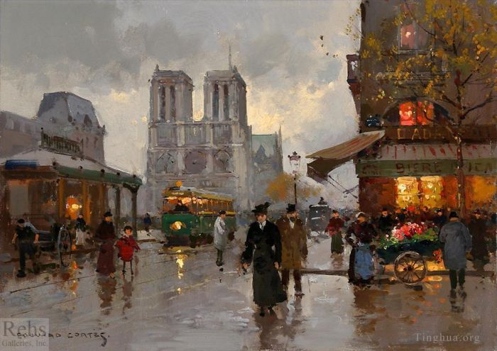爱德华·科特斯 的油画作品 -  《巴黎圣母院》