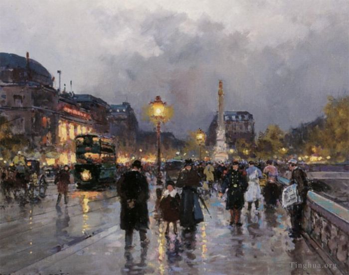 爱德华·科特斯 的油画作品 -  《夏特莱广场》