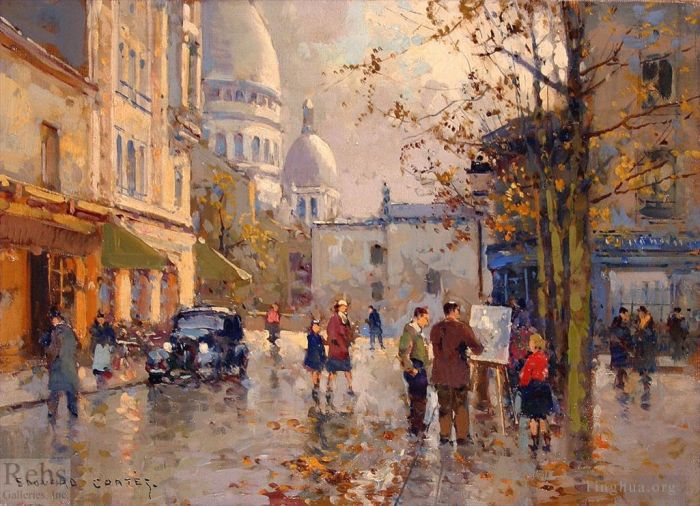 爱德华·科特斯 的油画作品 -  《小丘广场》