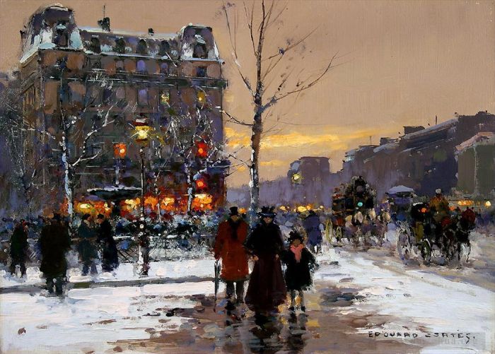 爱德华·科特斯 的油画作品 -  《皮加勒广场》