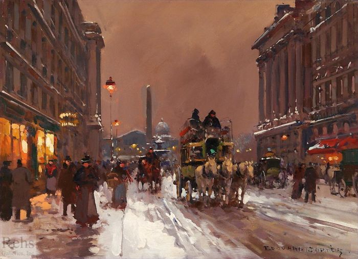 爱德华·科特斯 的油画作品 -  《皇家街,冬天》