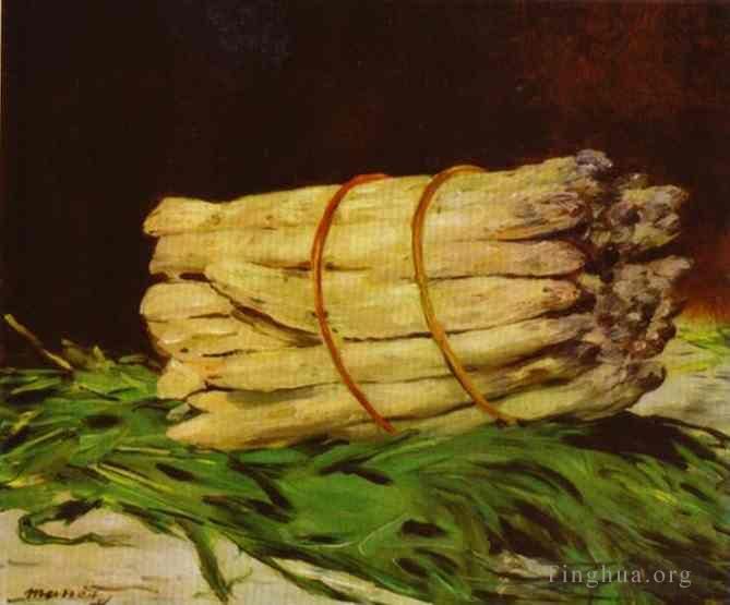 爱德华·马奈 的油画作品 -  《一束芦笋静物,印象派,爱德华·马奈》