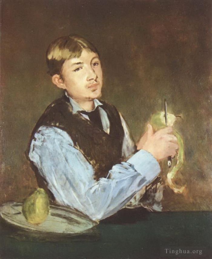 爱德华·马奈 的油画作品 -  《一个年轻人正在剥梨子》