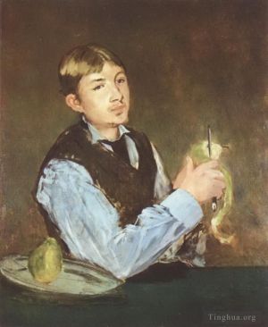 艺术家爱德华·马奈作品《一个年轻人正在剥梨子》