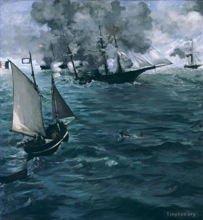 爱德华·马奈 的油画作品 -  《基尔萨奇和阿拉巴马州之战》