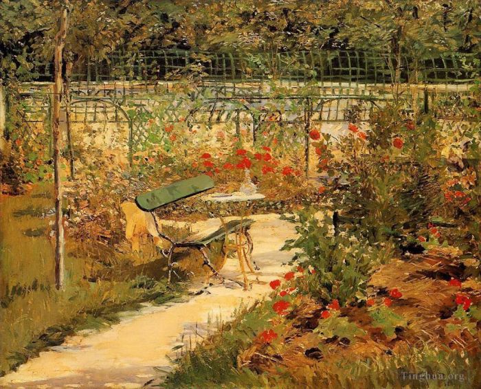 爱德华·马奈 的油画作品 -  《秋天的长凳》