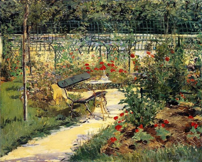 爱德华·马奈 的油画作品 -  《夏天的长凳》