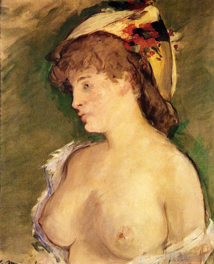 爱德华·马奈 的油画作品 -  《裸露乳房的金发女郎》