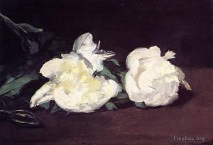 艺术家爱德华·马奈作品《白牡丹与修枝剪花的分支印象派爱德华·马奈》