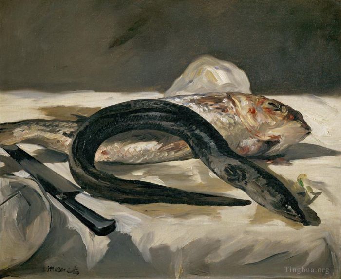 爱德华·马奈 的油画作品 -  《鳗鱼和红鲻鱼》
