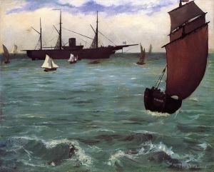 艺术家爱德华·马奈作品《渔船乘风而来》