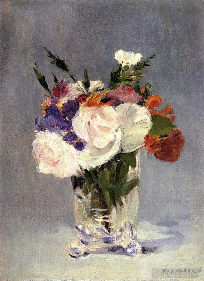 爱德华·马奈 的油画作品 -  《水晶花瓶里的花》