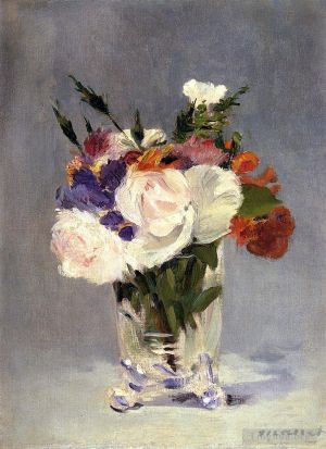 艺术家爱德华·马奈作品《水晶花瓶里的花》