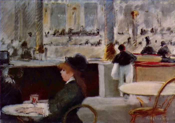爱德华·马奈 的油画作品 -  《咖啡馆的内部》