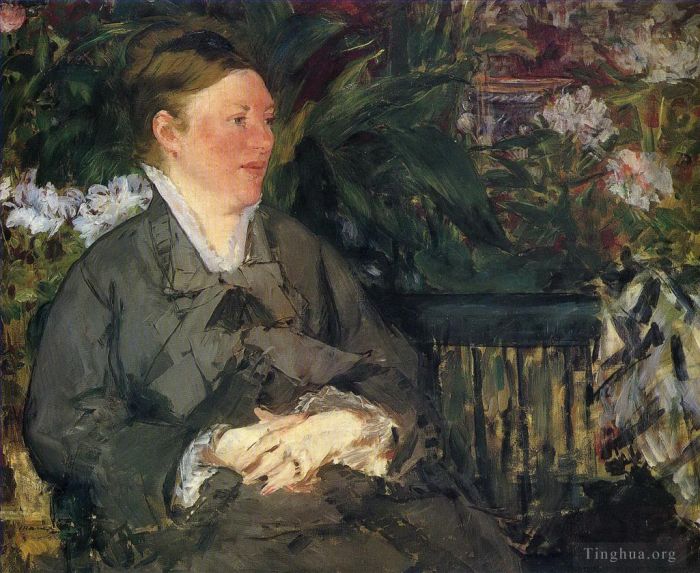 爱德华·马奈 的油画作品 -  《马奈夫人在温室》