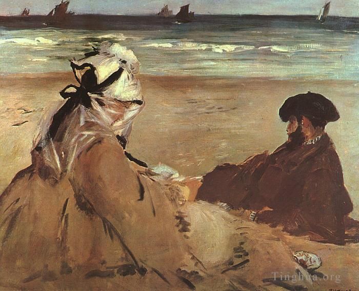 爱德华·马奈 的油画作品 -  《在沙滩上》