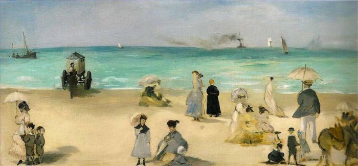 爱德华·马奈 的油画作品 -  《在布洛涅的海滩上》
