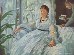 艺术家爱德华·马奈作品《读马奈夫人和莱昂》