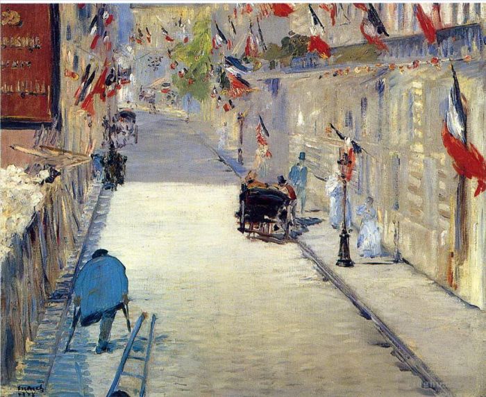 爱德华·马奈 的油画作品 -  《莫斯尼尔街装饰着旗帜》
