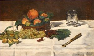 艺术家爱德华·马奈作品《静物桌上的水果》
