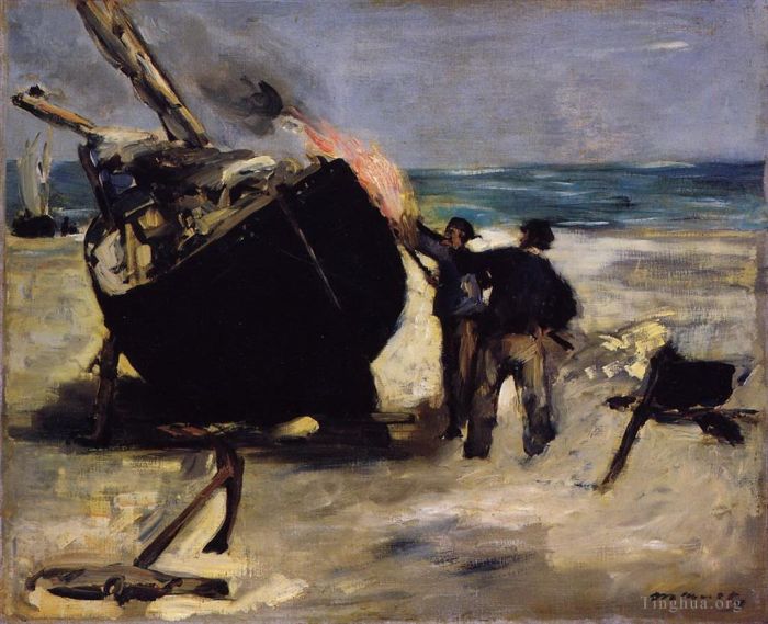 爱德华·马奈 的油画作品 -  《给船涂柏油》