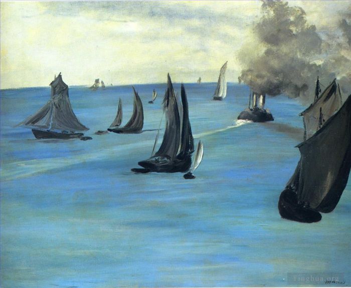 爱德华·马奈 的油画作品 -  《离开布洛涅的汽船》
