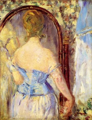 艺术家爱德华·马奈作品《镜子前的女人》