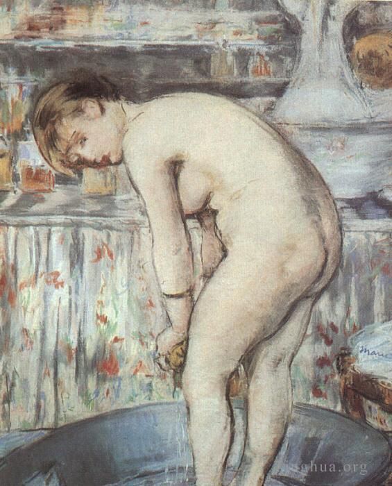 爱德华·马奈 的各类绘画作品 -  《浴缸里的女人》
