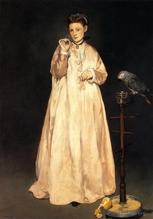 艺术家爱德华·马奈作品《有鹦鹉的女人》