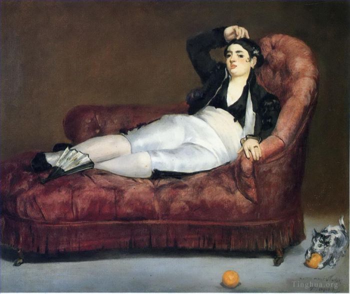 爱德华·马奈 的油画作品 -  《穿着西班牙服装斜倚的年轻女子》