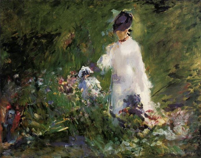 爱德华·马奈 的油画作品 -  《花间的年轻女子》