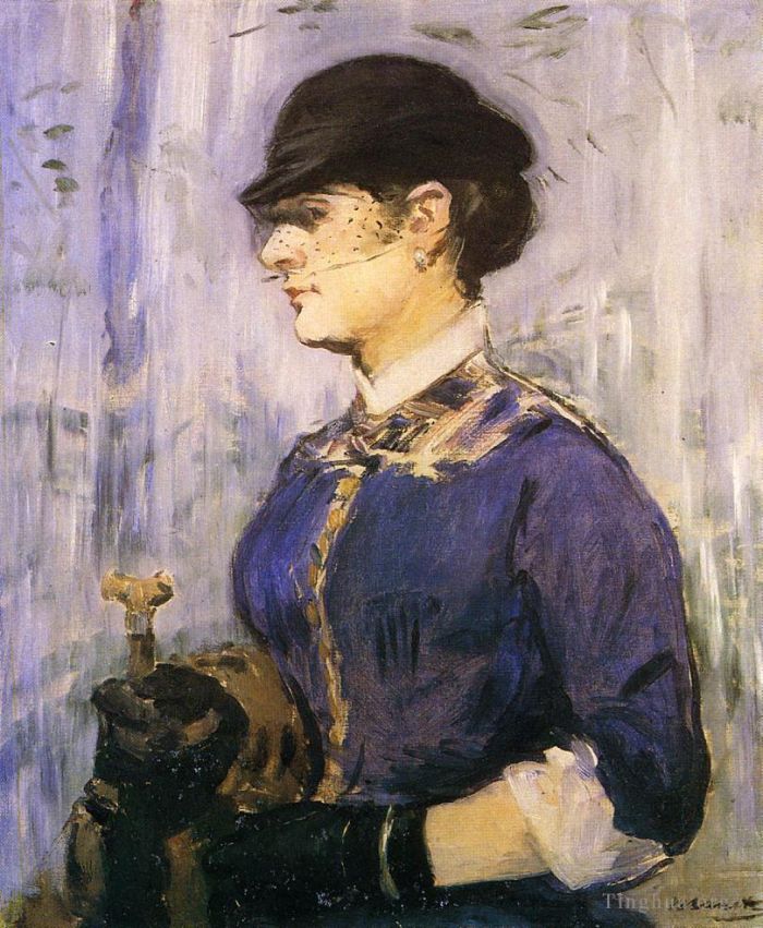 爱德华·马奈 的油画作品 -  《戴着圆帽的年轻女子》