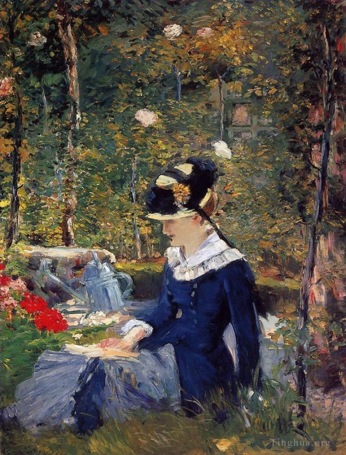 爱德华·马奈 的油画作品 -  《花园里的年轻女子》