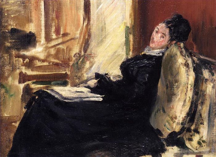爱德华·马奈 的油画作品 -  《有书的年轻女子》