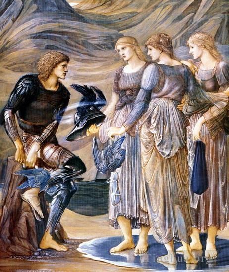 爱德华·伯恩·琼斯 的油画作品 -  《珀尔修斯和海仙女,1877》