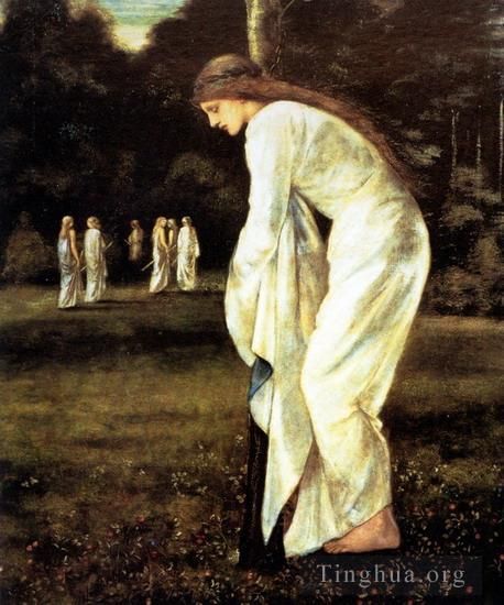 爱德华·伯恩·琼斯 的油画作品 -  《圣乔治与龙,绑在树上的公主,1866》
